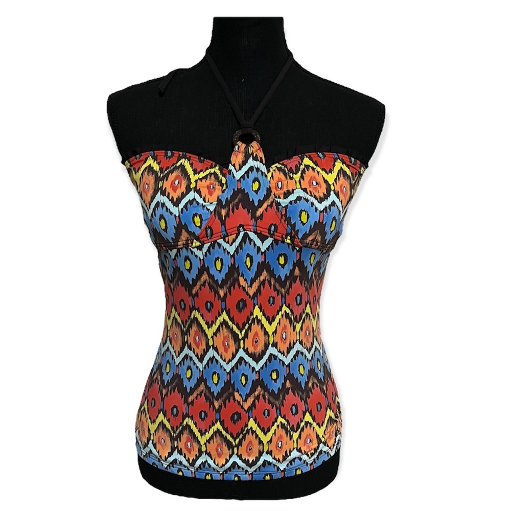 NWT Moontide Aztec Frill Bandeau Tankini Top Size 8